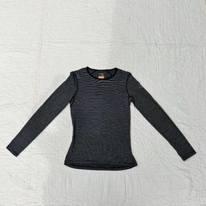 Icebreaker Bodyfit 200 Oasis Stripe Merino Base Layer Top, Size Small